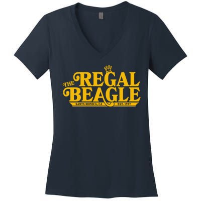 The Regal Beagle Santa Monica Ca Est 1977 Logo Women's V-Neck T-Shirt