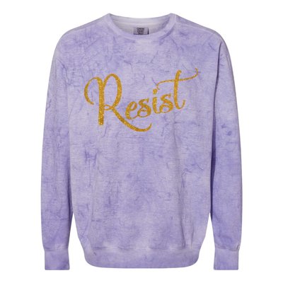 The Resistance Resist Gold Script Logo Anti-Trump Colorblast Crewneck Sweatshirt