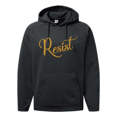 The Resistance Resist Gold Script Logo Anti-Trump Performance Fleece Hoodie