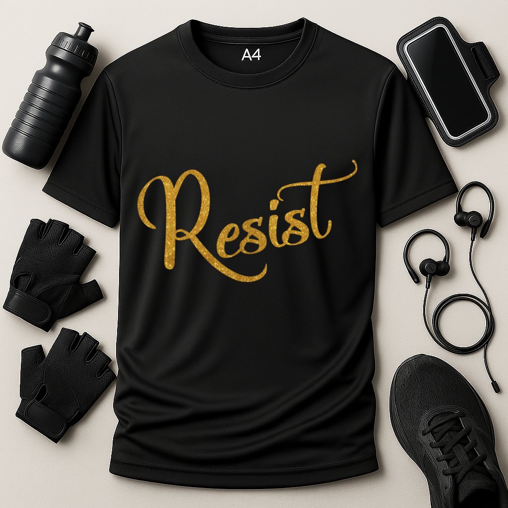 The Resistance Resist Gold Script Logo Anti-Trump Cooling Performance Crew T-Shirt
