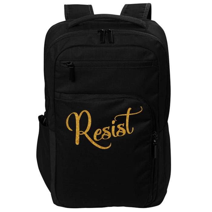 The Resistance Resist Gold Script Logo Anti-Trump Impact Tech Backpack