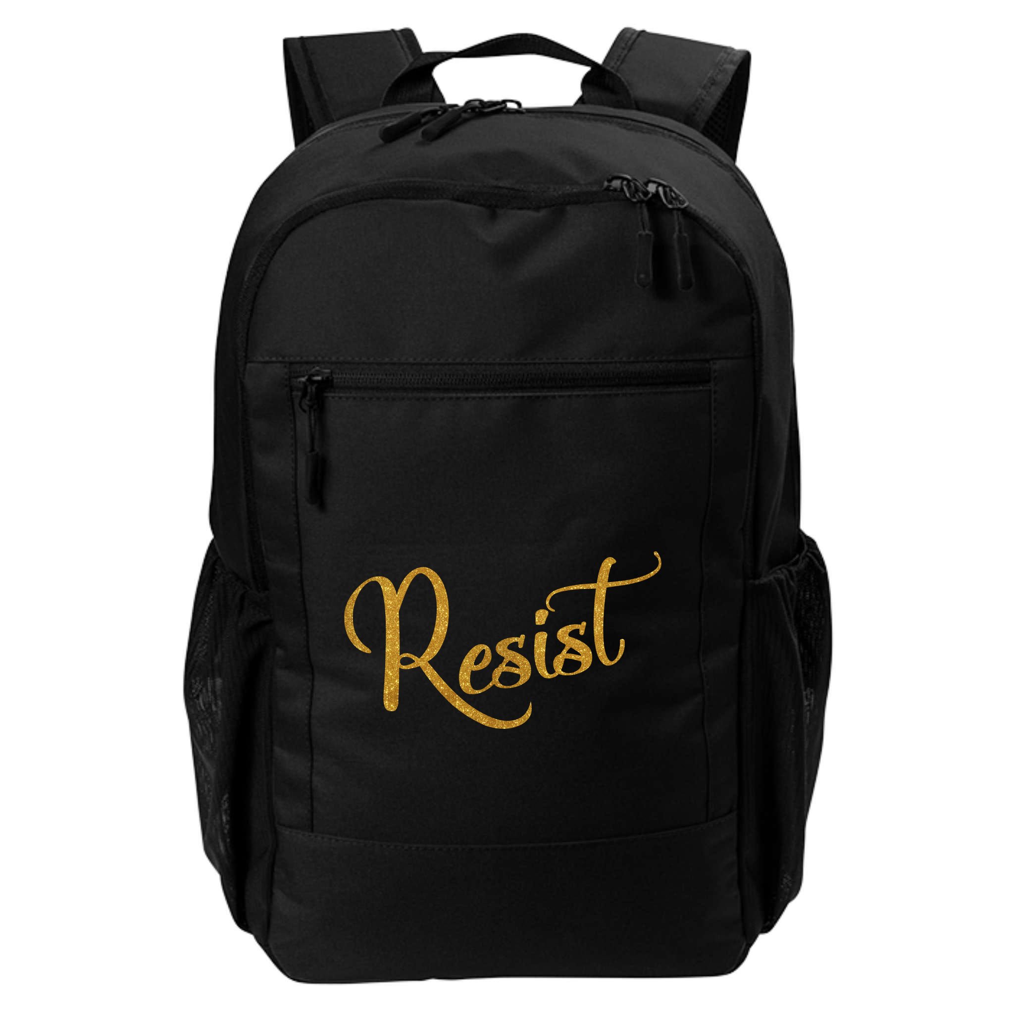 The Resistance Resist Gold Script Logo Anti-Trump Backpack