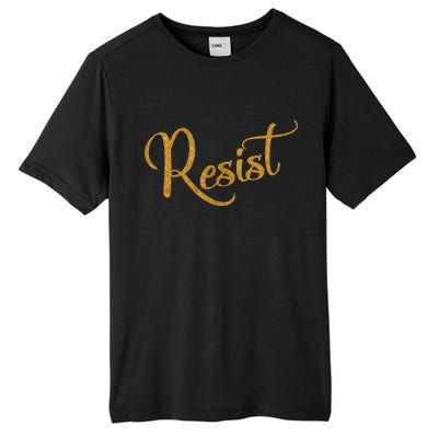 The Resistance Resist Gold Script Logo Anti-Trump Tall Fusion ChromaSoft Performance T-Shirt