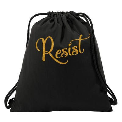 The Resistance Resist Gold Script Logo Anti-Trump Drawstring Bag