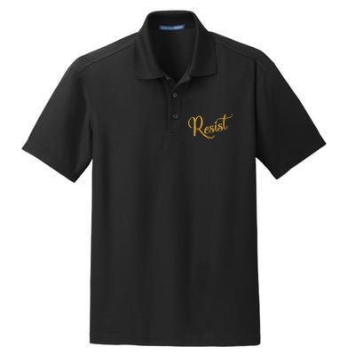 The Resistance Resist Gold Script Logo Anti-Trump Dry Zone Grid Polo