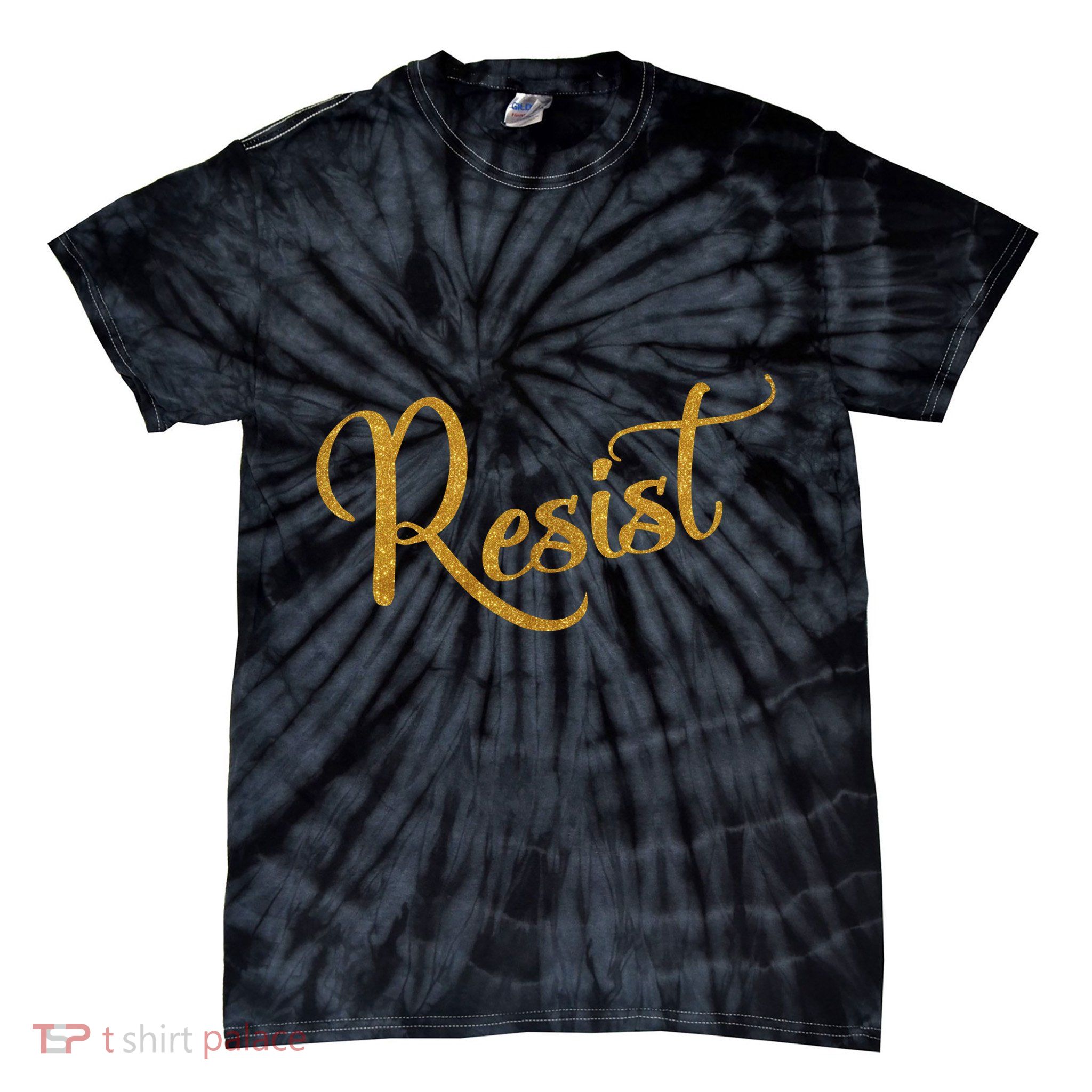 The Resistance Resist Gold Script Logo Anti-Trump Tie-Dye T-Shirt