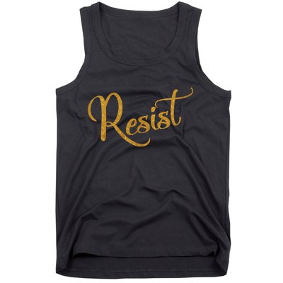 The Resistance Resist Gold Script Logo Anti-Trump Tank Top