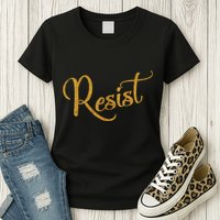 The Resistance Resist Gold Script Logo Anti-Trump Womens T-Shirt