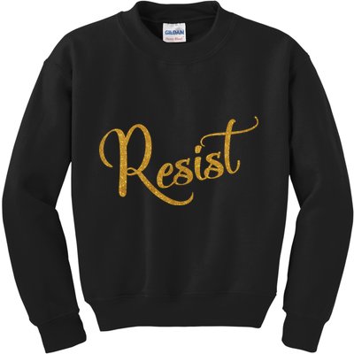 The Resistance Resist Gold Script Logo Anti-Trump Kids Sweatshirt