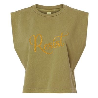 The Resistance Resist Gold Script Logo Anti-Trump Garment-Dyed Women's Muscle Tee