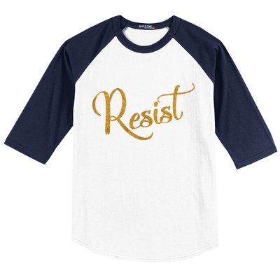 The Resistance Resist Gold Script Logo Anti-Trump Baseball Sleeve Shirt