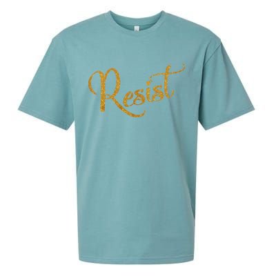 The Resistance Resist Gold Script Logo Anti-Trump Sueded Cloud Jersey T-Shirt