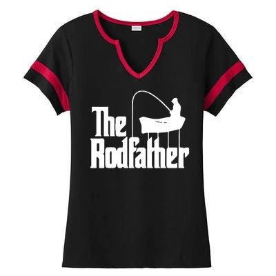 The Rod Father Funny Fishing Dad Ladies Halftime Notch Neck Tee