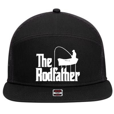 The Rod Father Funny Fishing Dad 7 Panel Mesh Trucker Snapback Hat