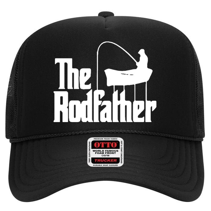 The Rod Father Funny Fishing Dad High Crown Mesh Back Trucker Hat