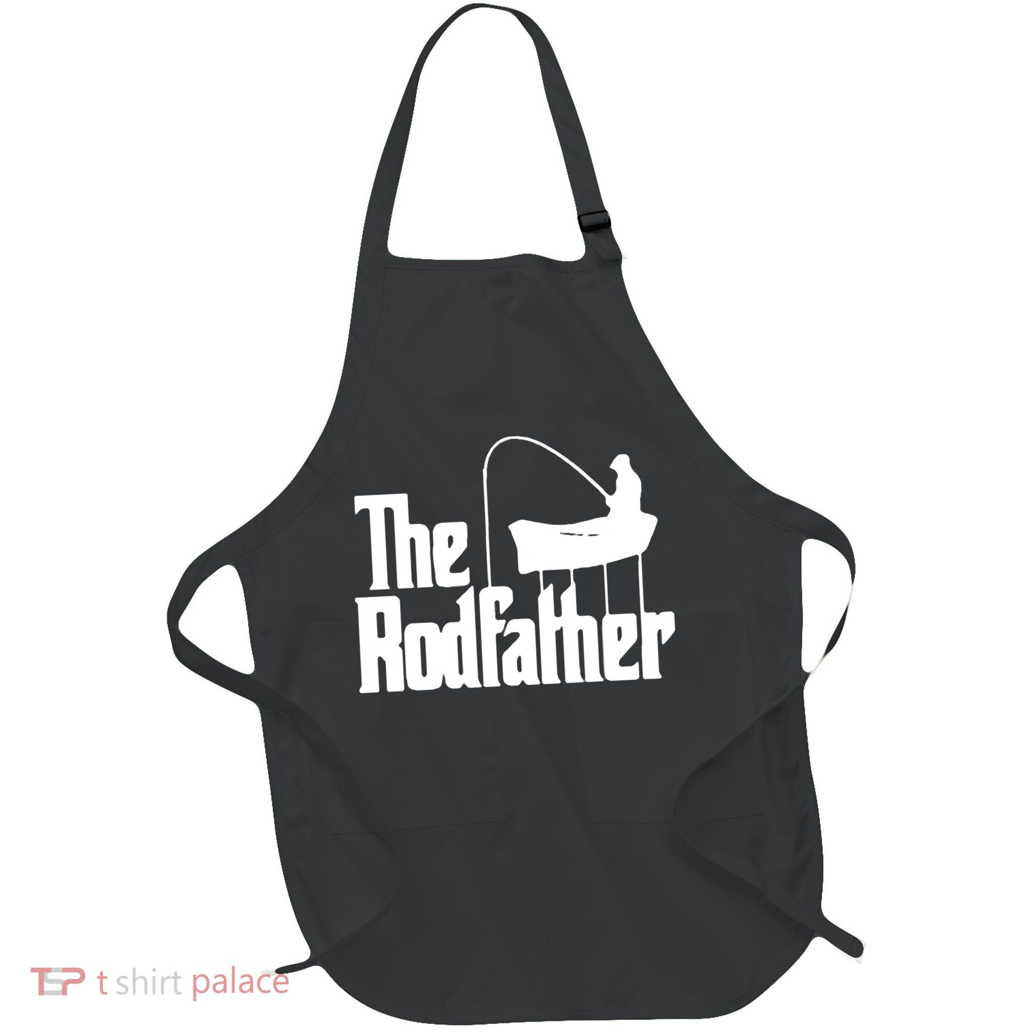 The Rod Father Funny Fishing Dad Full-Length Apron With Pockets