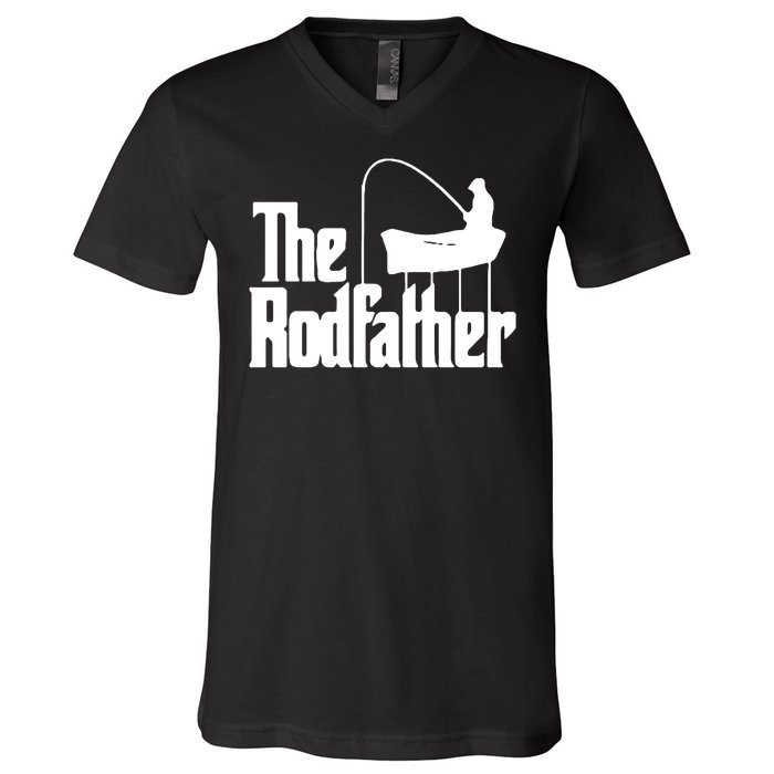 The Rod Father Funny Fishing Dad V-Neck T-Shirt