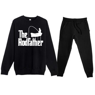 The Rod Father Funny Fishing Dad Premium Crewneck Sweatsuit Set