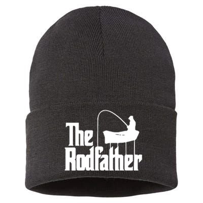 The Rod Father Funny Fishing Dad Sustainable Knit Beanie