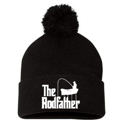 The Rod Father Funny Fishing Dad Pom Pom 12in Knit Beanie