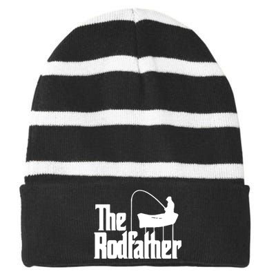 The Rod Father Funny Fishing Dad Striped Beanie with Solid Band