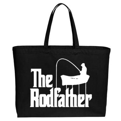 The Rod Father Funny Fishing Dad Cotton Canvas Jumbo Tote