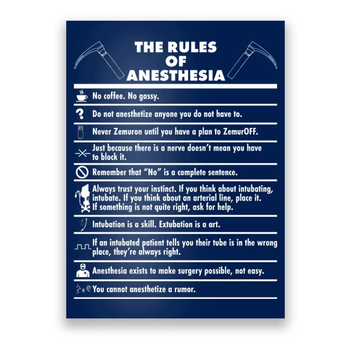 The Rules of Anesthesia Poster