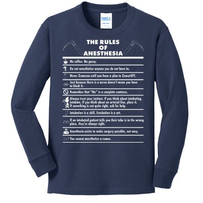 The Rules of Anesthesia Kids Long Sleeve Shirt