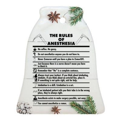 The Rules of Anesthesia Ceramic Bell Ornament