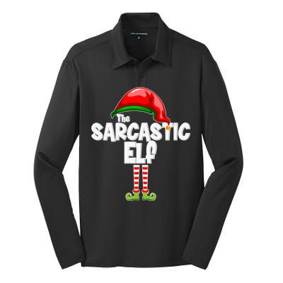 The Sarcastic Elf Matching Christmas Silk Touch Performance Long Sleeve Polo