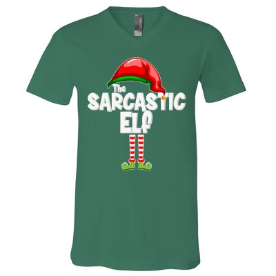 The Sarcastic Elf Matching Christmas V-Neck T-Shirt