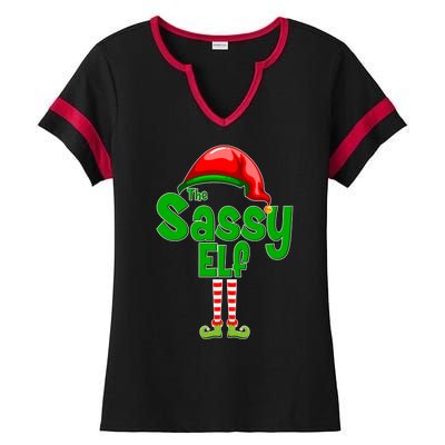 The Sassy Elf Christmas Ladies Halftime Notch Neck Tee