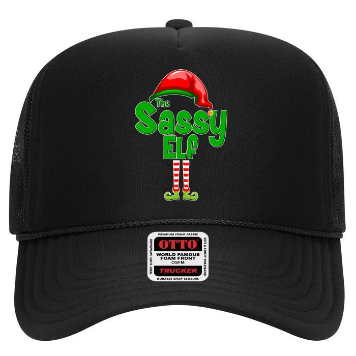 The Sassy Elf Christmas High Crown Mesh Back Trucker Hat