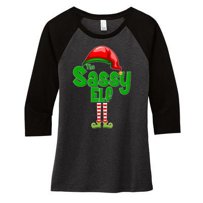 The Sassy Elf Christmas Women's Tri-Blend 3/4-Sleeve Raglan Shirt