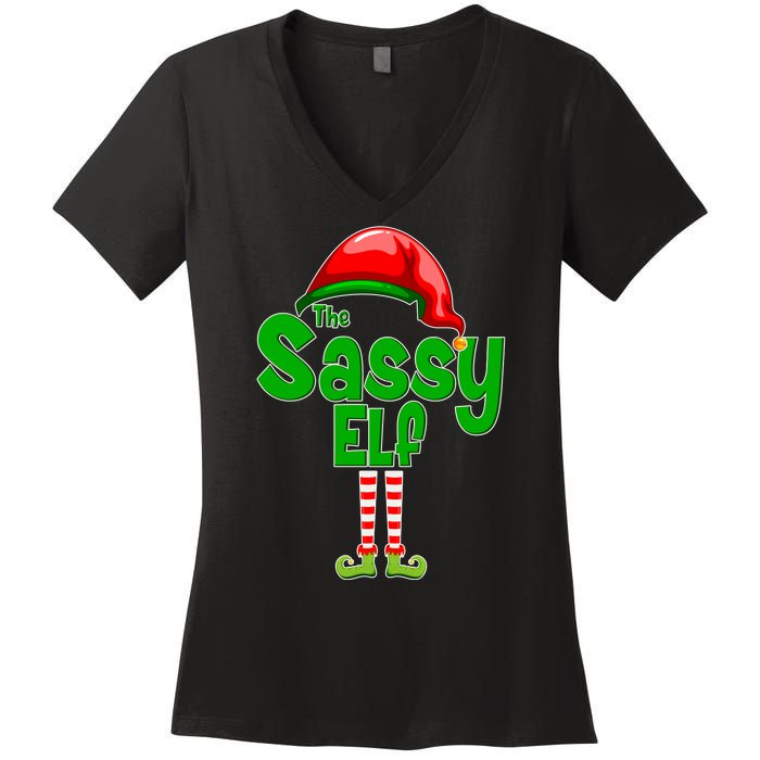 The Sassy Elf Christmas Women's V-Neck T-Shirt