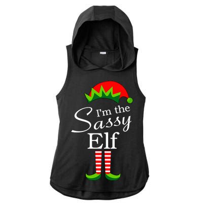 The Sassy Elf Funny Christmas Family Matching Ladies PosiCharge Tri-Blend Wicking Draft Hoodie Tank