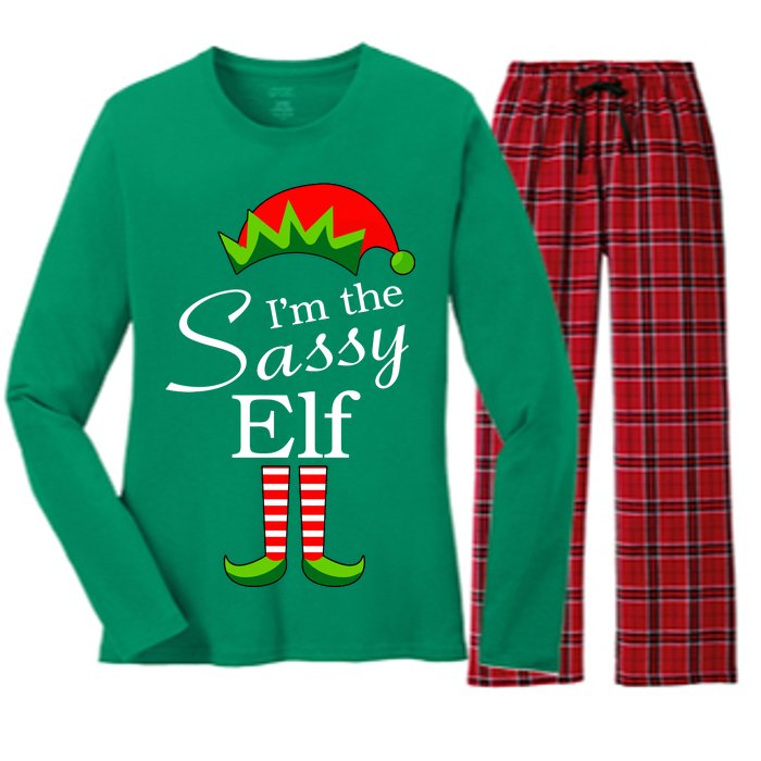 The Sassy Elf Funny Christmas Family Matching Women's Long Sleeve Flannel Pajama Set 