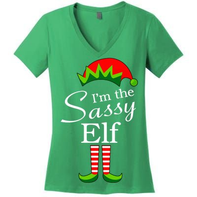 The Sassy Elf Funny Christmas Family Matching Women's V-Neck T-Shirt