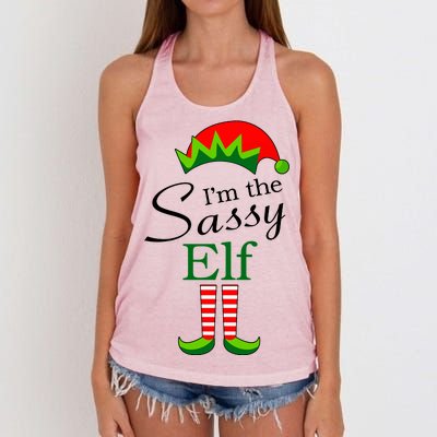 The Sassy Elf Funny Christmas Family Matching Women's Knotted Racerback Tank