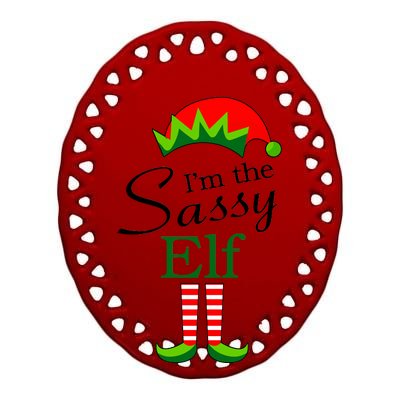 The Sassy Elf Funny Christmas Family Matching Ceramic Oval Ornament