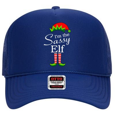 The Sassy Elf Funny Christmas Family Matching High Crown Mesh Back Trucker Hat