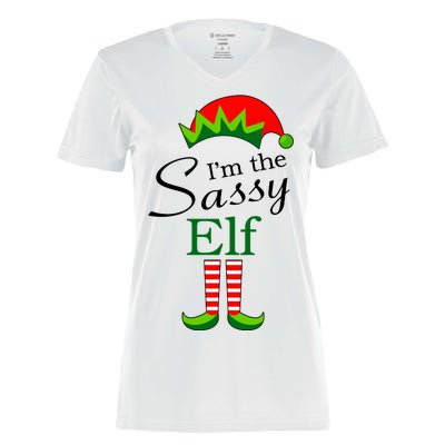 The Sassy Elf Funny Christmas Family Matching Women's Momentum V-Neck T-Shirt