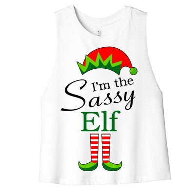 The Sassy Elf Funny Christmas Family Matching Women's Racerback Cropped Tank