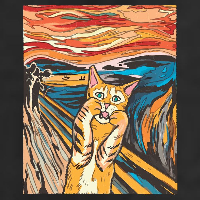 The Scream Parody Cat 7 Panel Mesh Trucker Snapback Hat