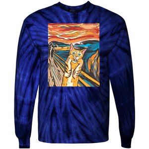 The Scream Parody Cat Tie-Dye Long Sleeve Shirt