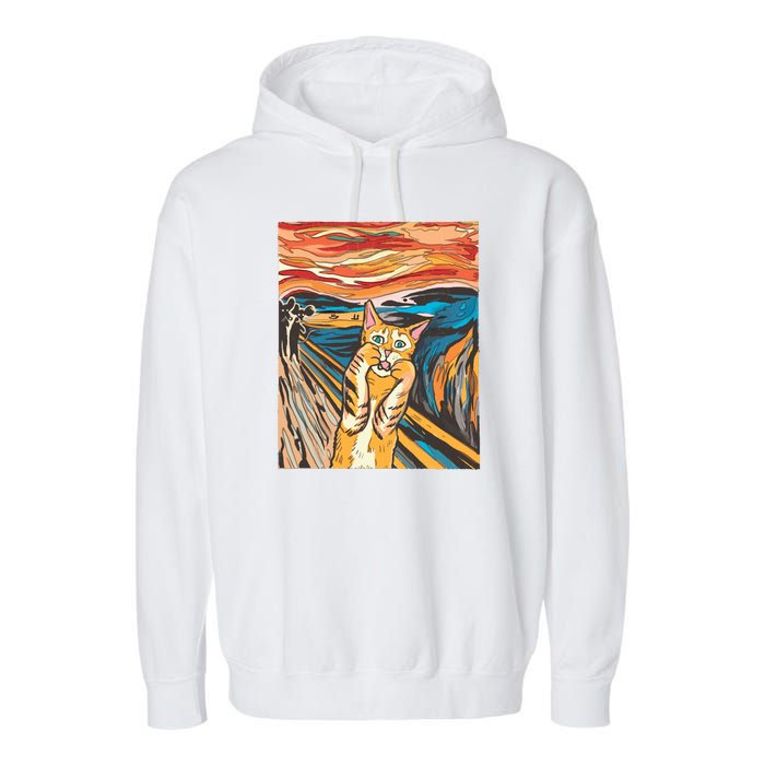 The Scream Parody Cat Garment-Dyed Fleece Hoodie