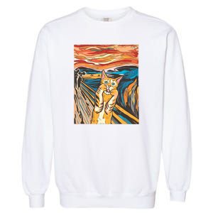 The Scream Parody Cat Garment-Dyed Sweatshirt