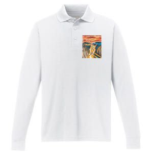 The Scream Parody Cat Performance Long Sleeve Polo