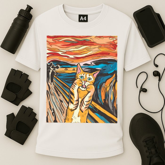 The Scream Parody Cat Cooling Performance Crew T-Shirt
