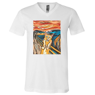 The Scream Parody Cat V-Neck T-Shirt